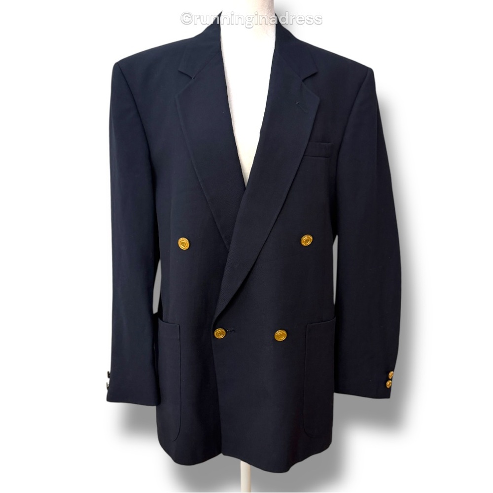 VTG 1970 Pierre Cardin ACWA Union Navy Blazer Double Breasted Gold Crest Button